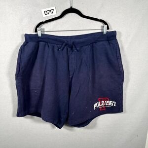 Polo Ralph Lauren Fleece Sweat Shorts Mens 2XB Navy Blue Graphic Drawstring